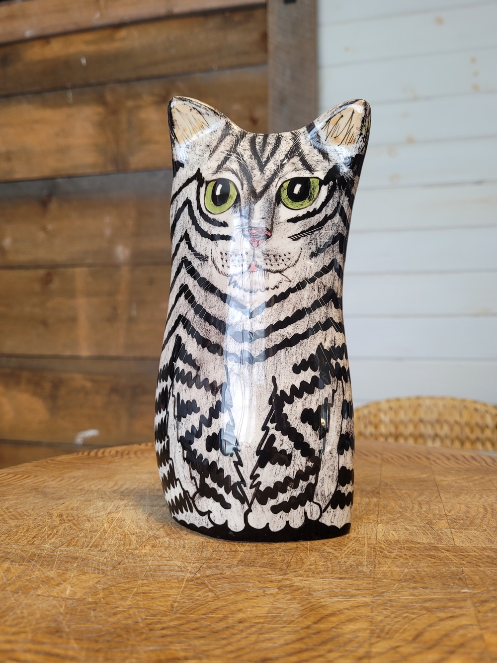 Cats by Nina Silver Tabby Cat Vase Nina Lyman 2001 Ceramic Art Vase - Picture 2 of 6